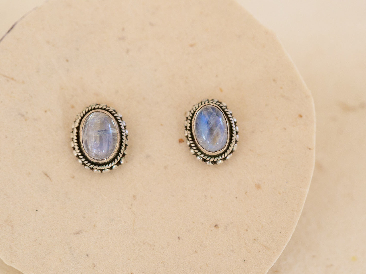 Moonstone and Sterling Silver Top Earrings