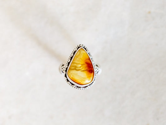 Amber Sterling Silver Ring