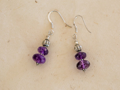 Amethyst with silver earring