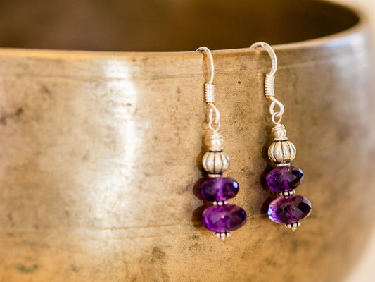 Amethyst with silver earring