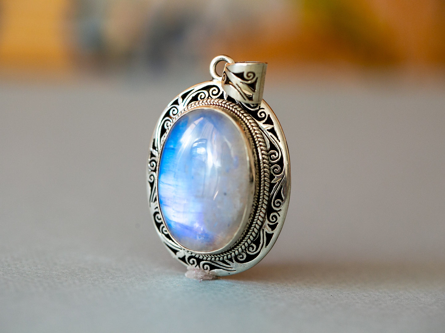 Large Moonstone Silver Pendant