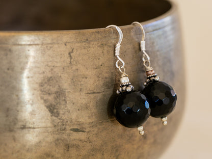 Black Onyx and Sterling Silver Earrings