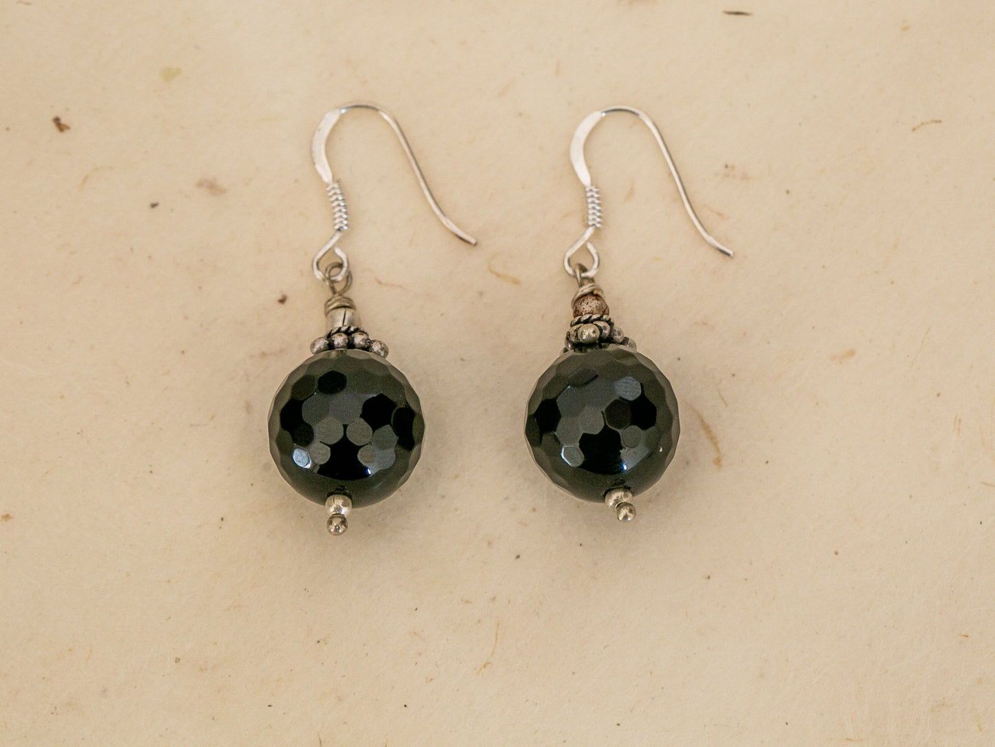 Black Onyx and Sterling Silver Earrings