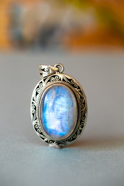 Large Moonstone Silver Pendant