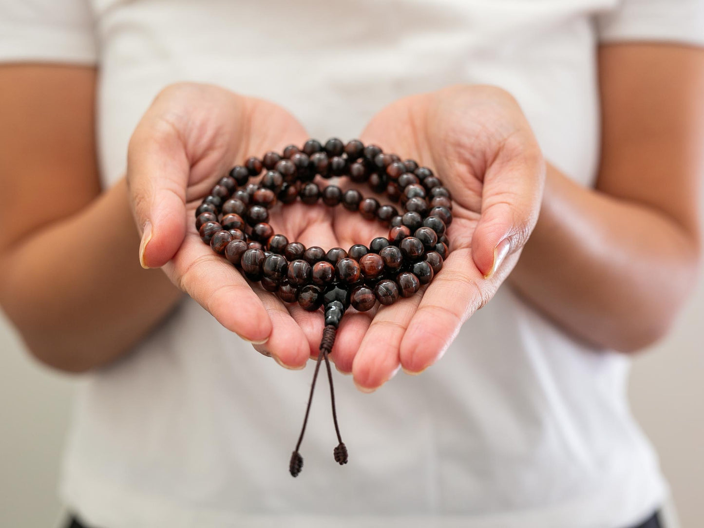 Simple red tiger eye mala