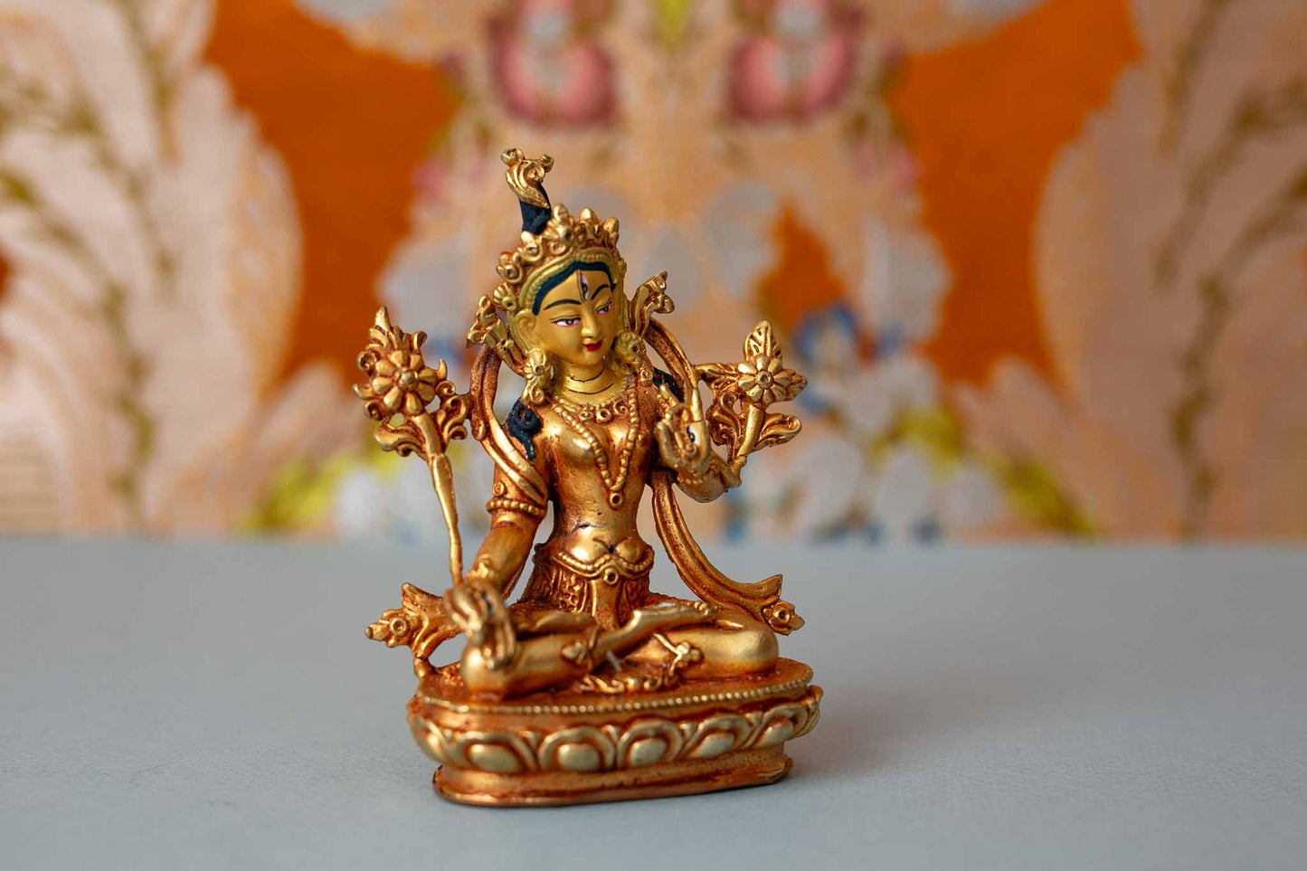 4” Gold Plated White Tara Statue