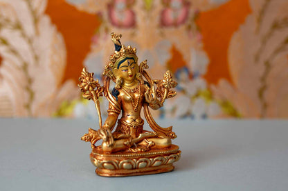 4” Gold Plated White Tara Statue