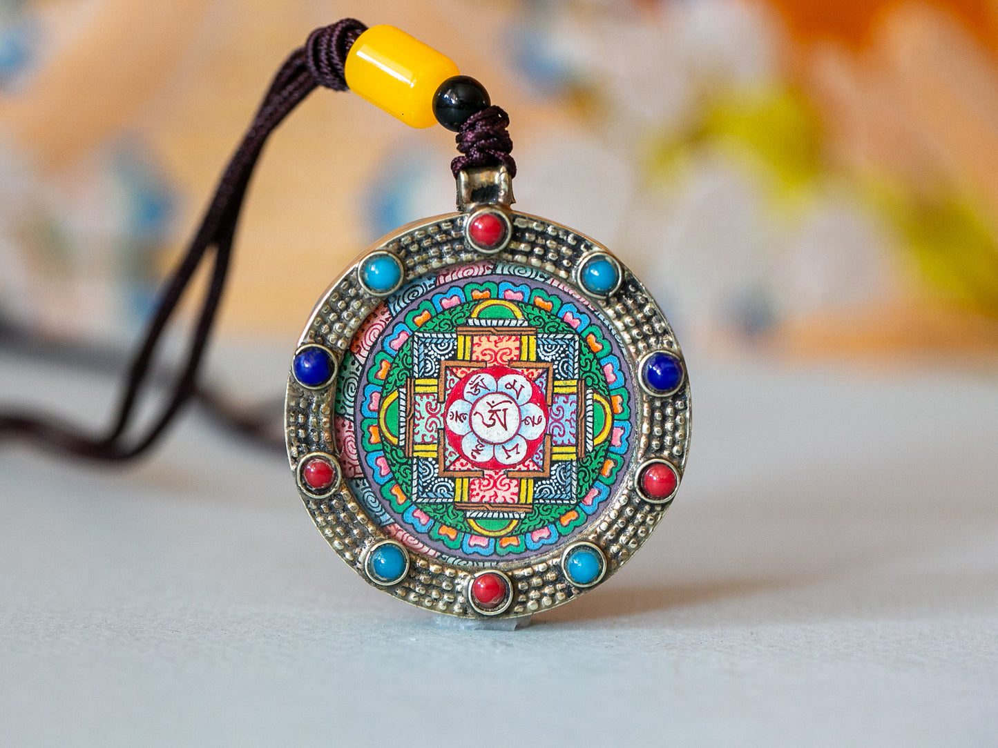 Compassion Mantra Mandala Thangka Pendant #2