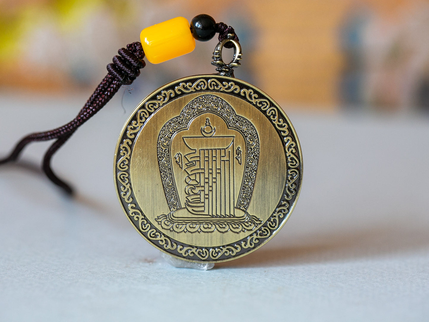 Black Gold Endless Knots Thangka Pendant