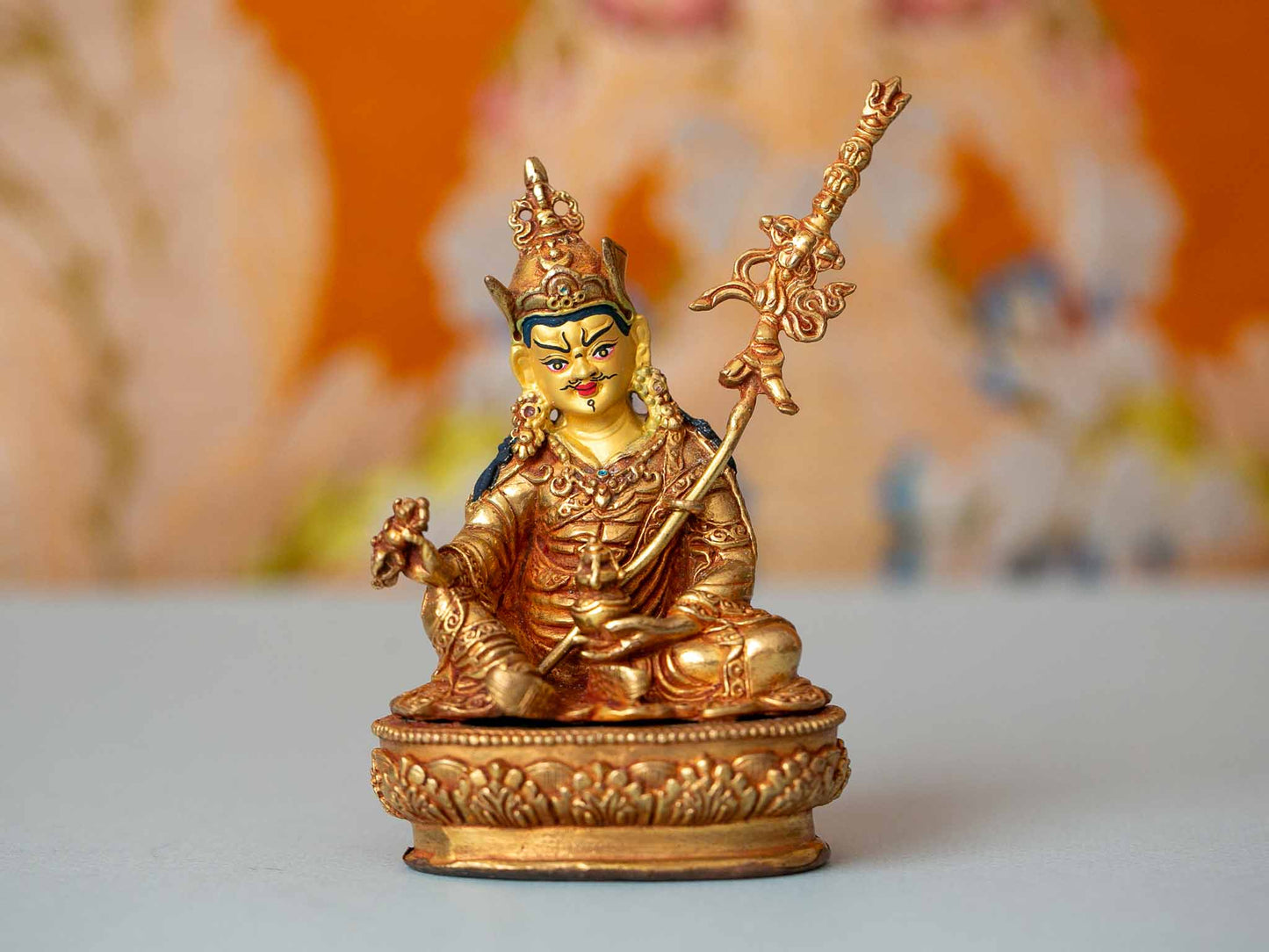 4” Gold Plated Padmasambhava Guru Rinpoche Statue
