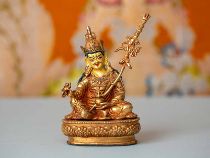 4” Gold Plated Padmasambhava Guru Rinpoche Statue