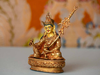 4” Gold Plated Padmasambhava Guru Rinpoche Statue