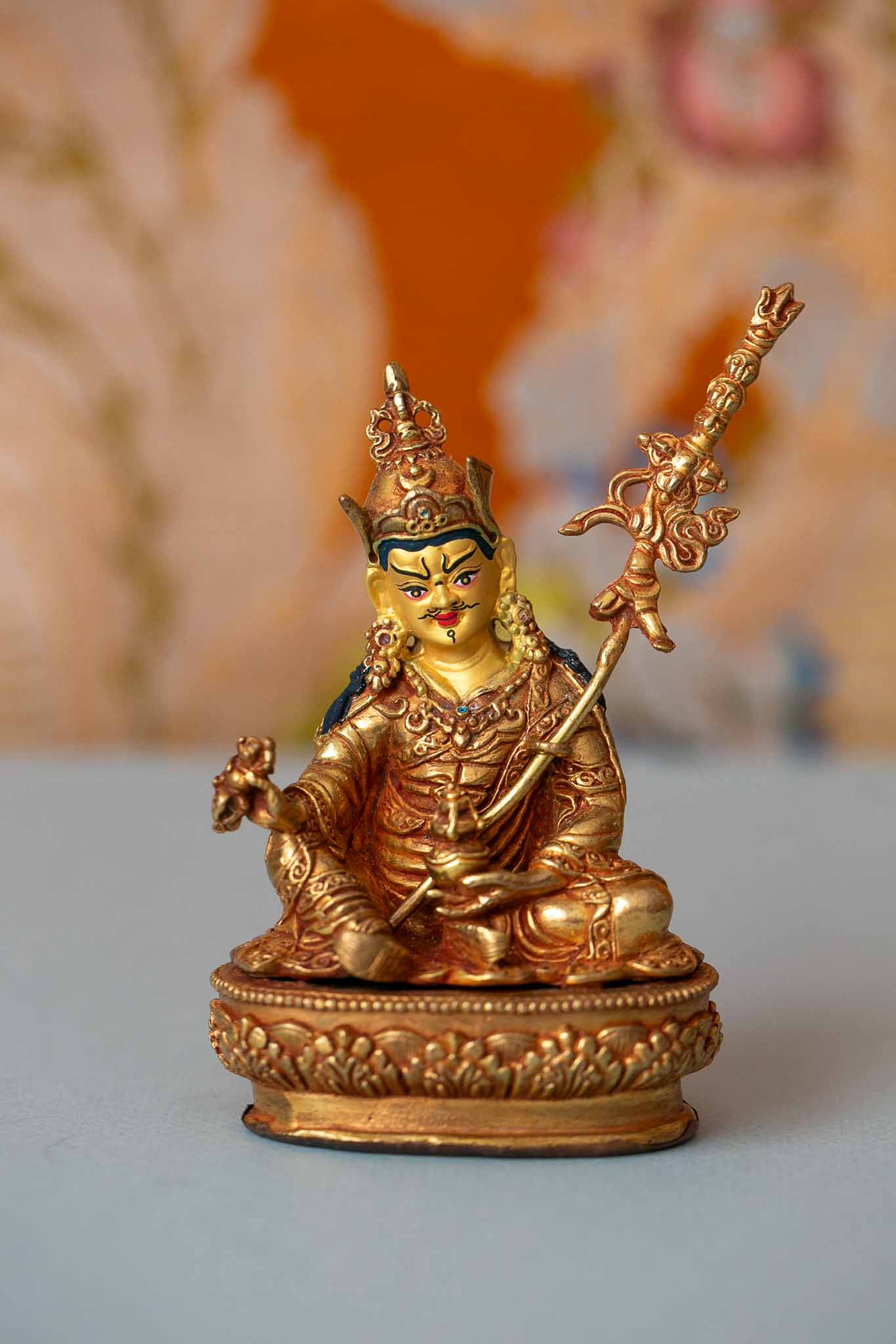 4” Gold Plated Padmasambhava Guru Rinpoche Statue