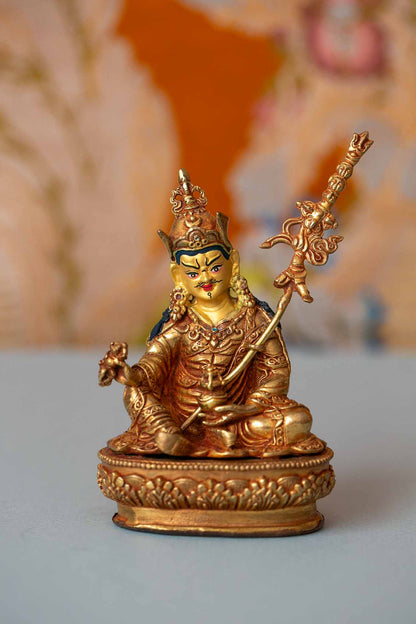 4” Gold Plated Padmasambhava Guru Rinpoche Statue