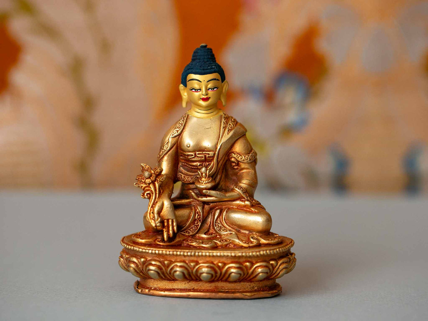 4” Gold Plated 5 Dhyani Buddhas Statue