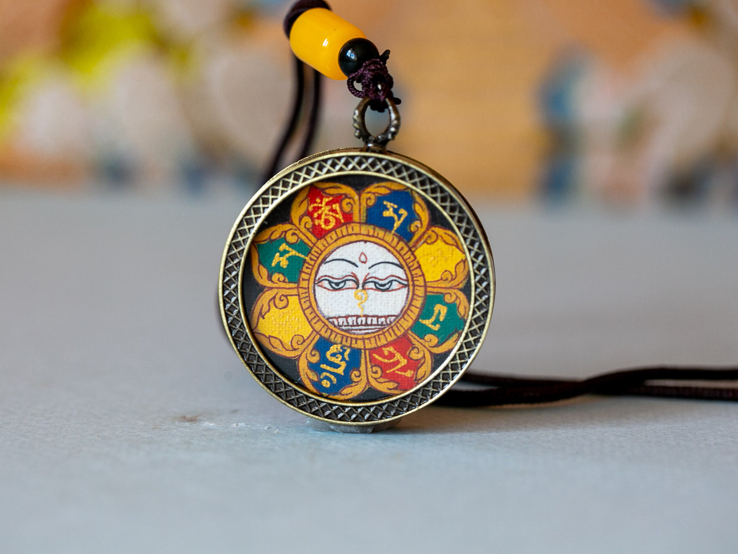 Wisdom Eyes and Compassion Mantra Thangka Pendant