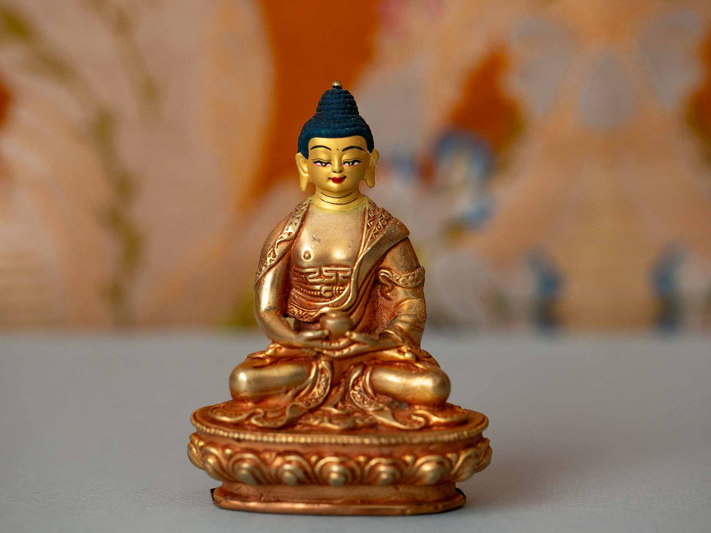 4” Gold Plated 5 Dhyani Buddhas Statue