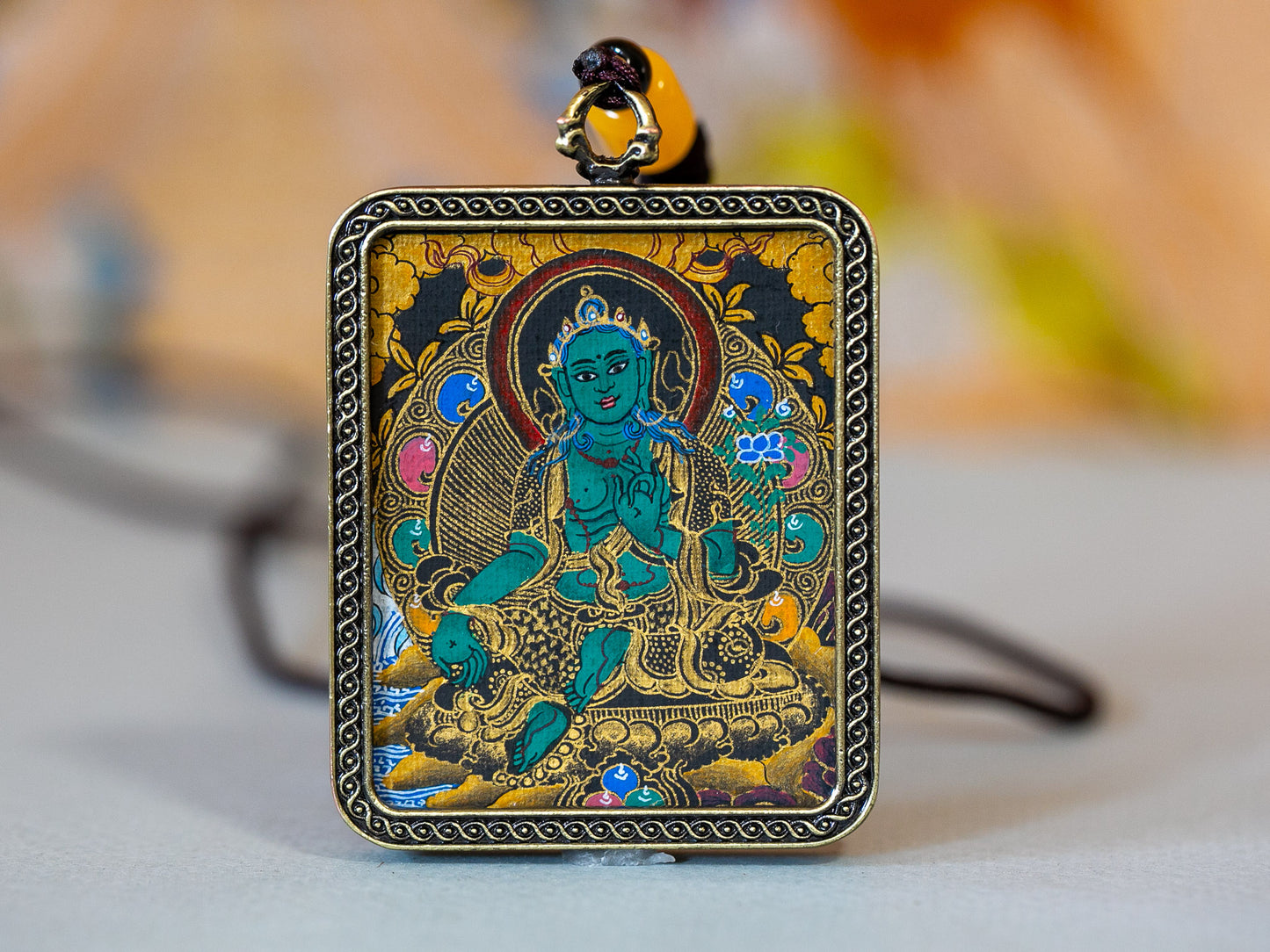 Green Tara Thangka Pendant