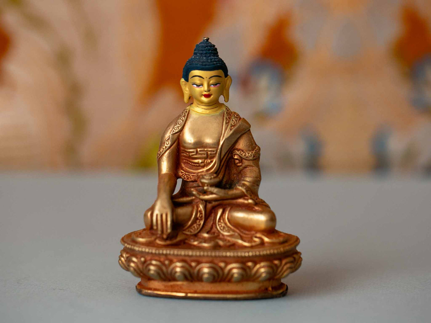 4” Gold Plated 5 Dhyani Buddhas Statue