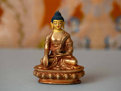 4” Gold Plated 5 Dhyani Buddhas Statue