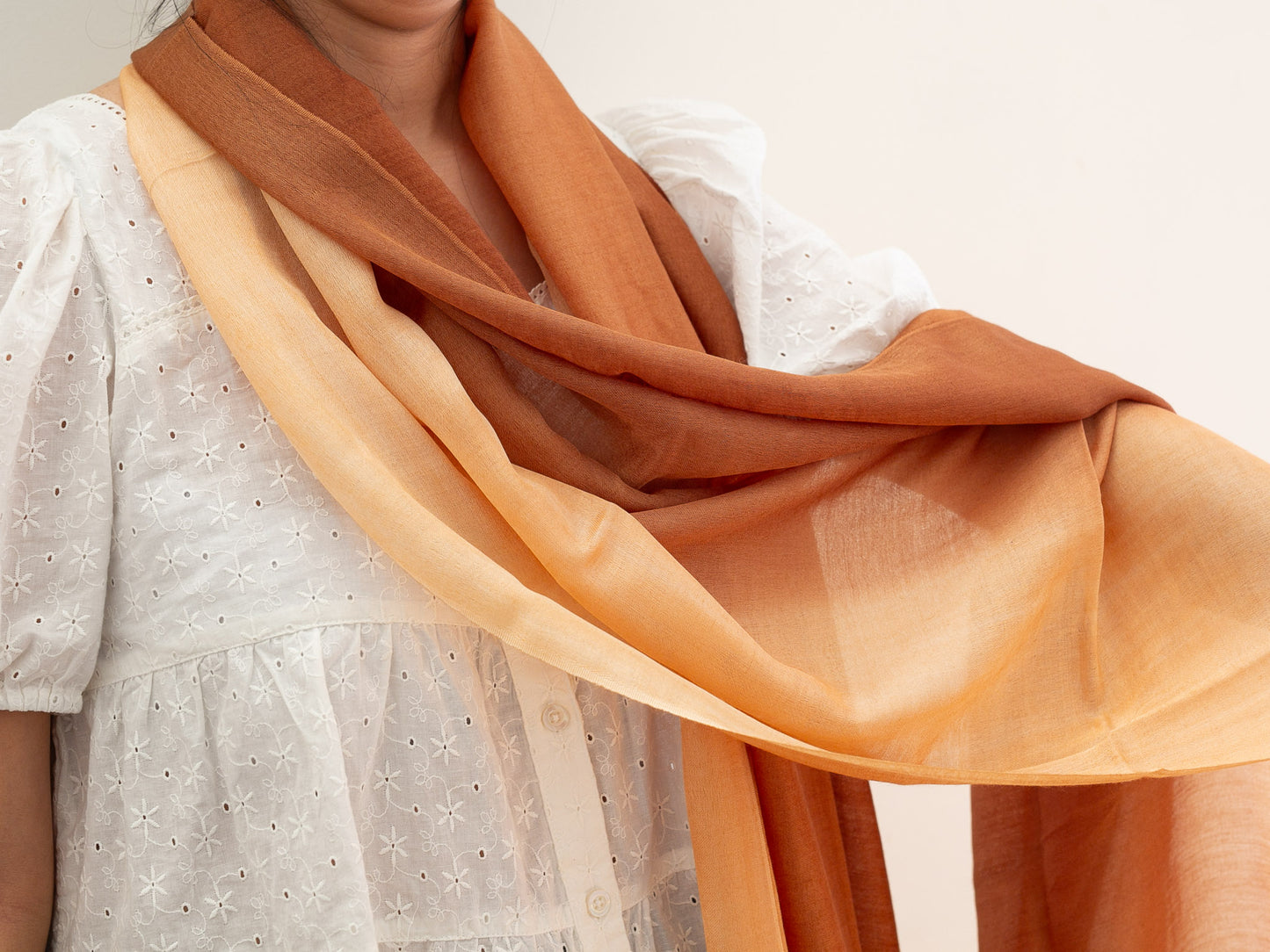 Shaded Cashmere Shawl (All Seasons) - Orange