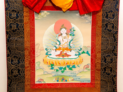 Original White Tara Thangka Painting