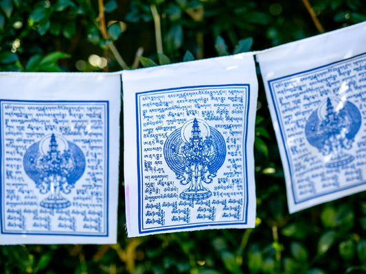 Chenrezig (Thousand Arms) Prayer Flags - 1.5 Metres Long