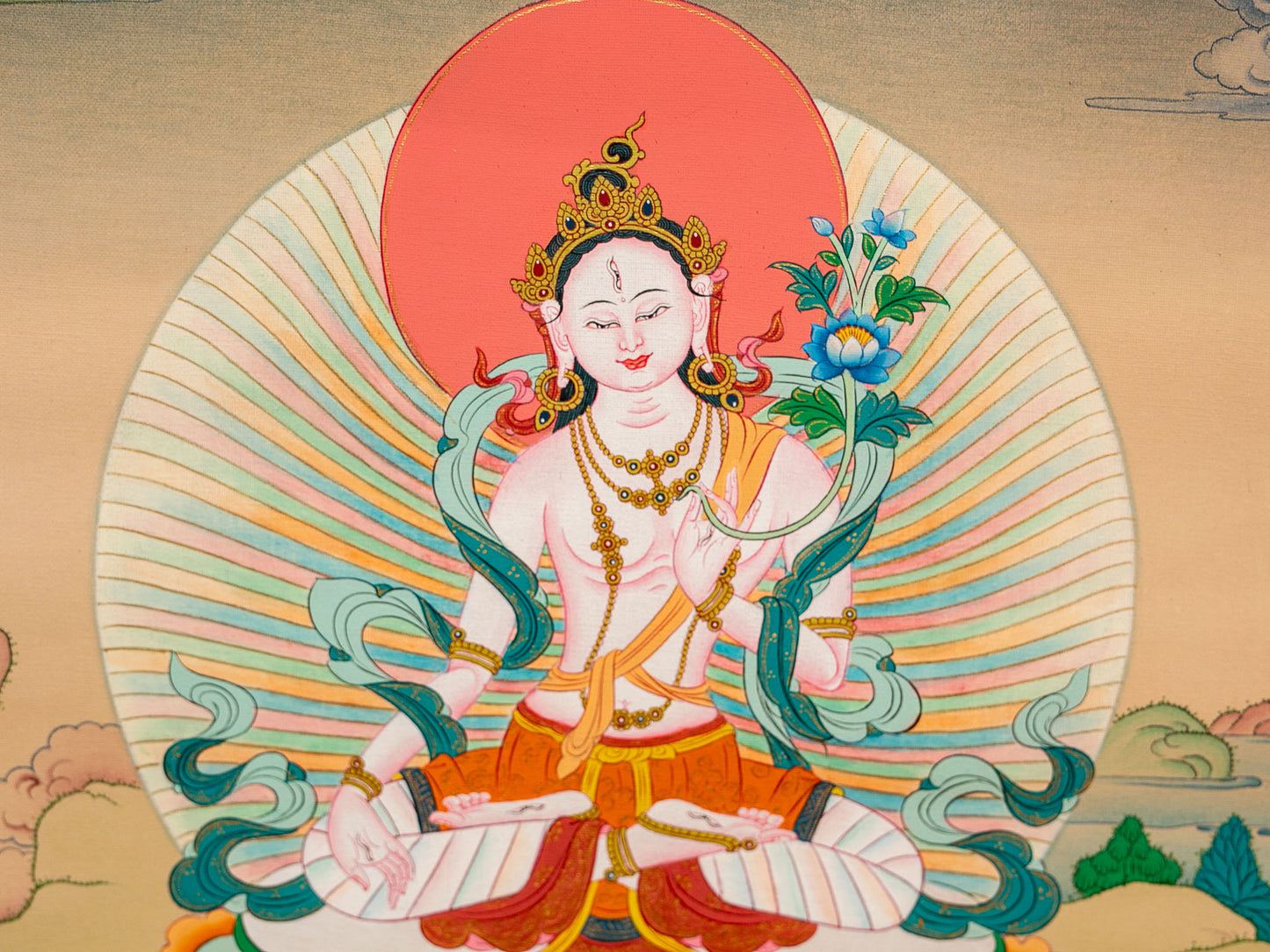 Original White Tara Thangka Painting
