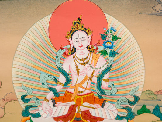 Original White Tara Thangka Painting