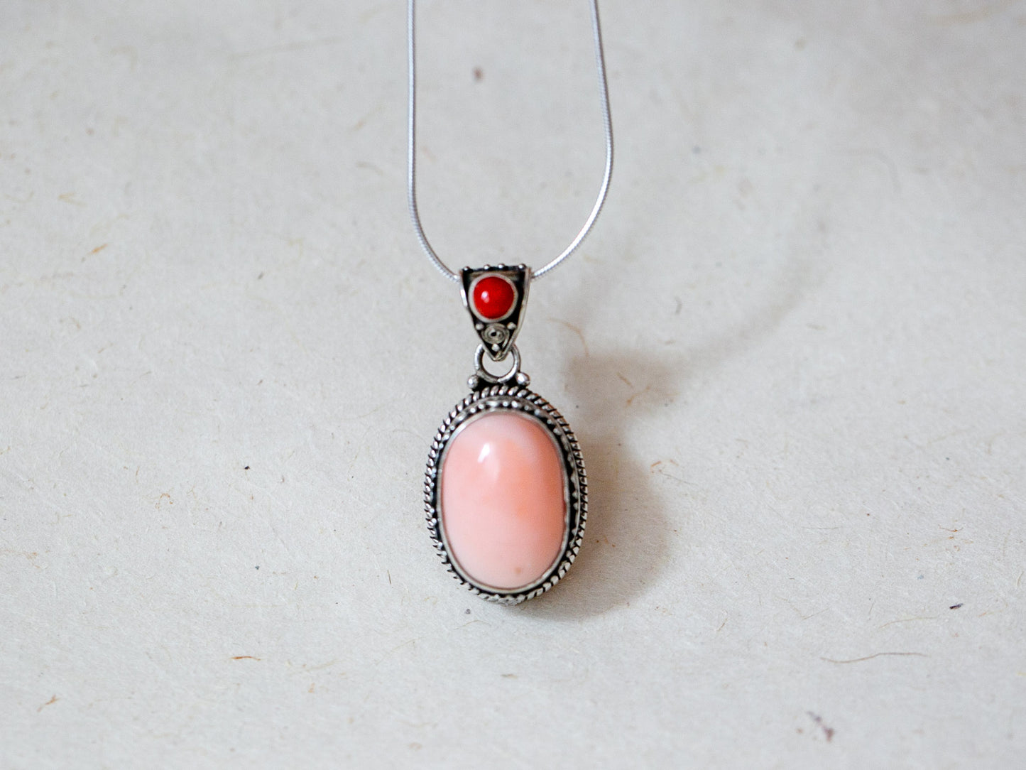 Tibetan Coral Silver Pendant