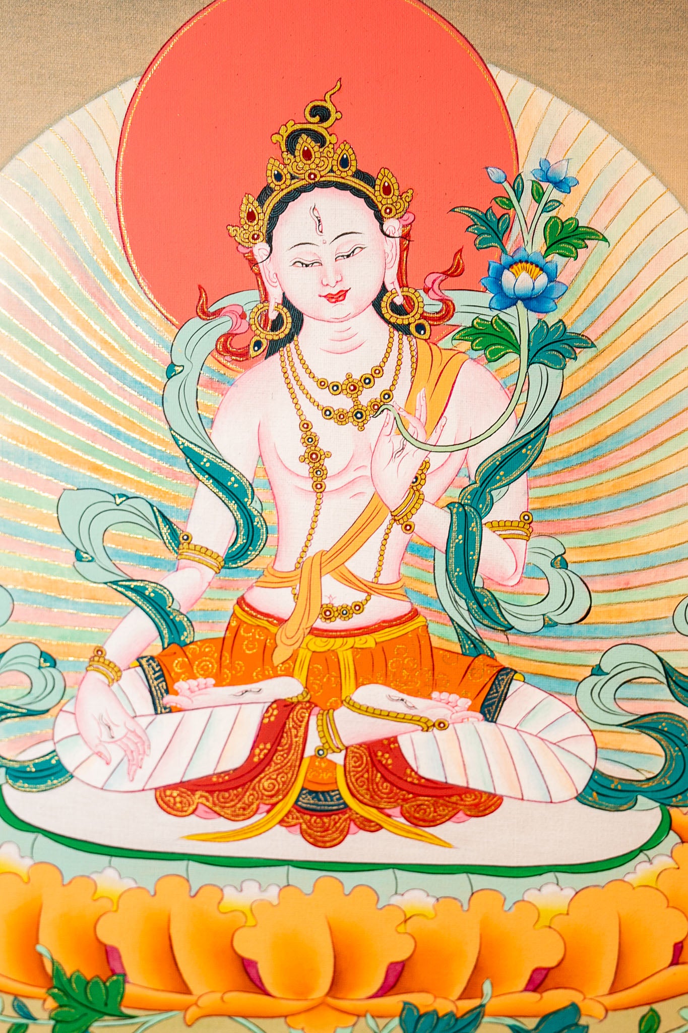 Original White Tara Thangka Painting