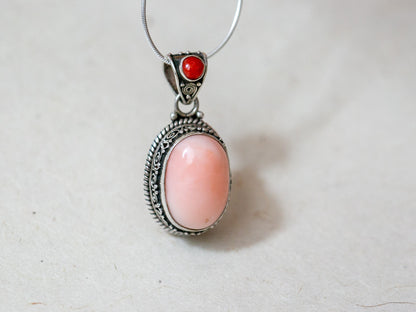 Tibetan Coral Silver Pendant