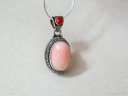 Tibetan Coral Silver Pendant