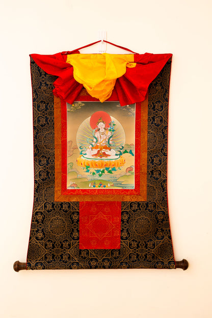 Original White Tara Thangka Painting