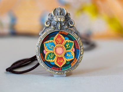 Bold Compassion Mantra Thangka Pendant #2