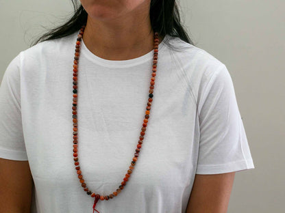 108 Bead Red Striped Agate Mala