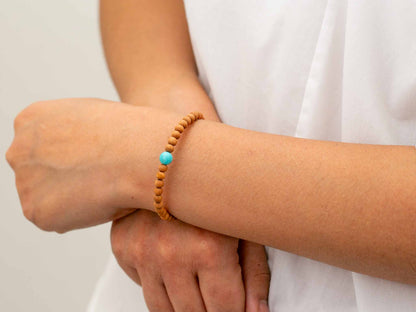 Mini Sandalwood Mala Bracelet with Turquoise