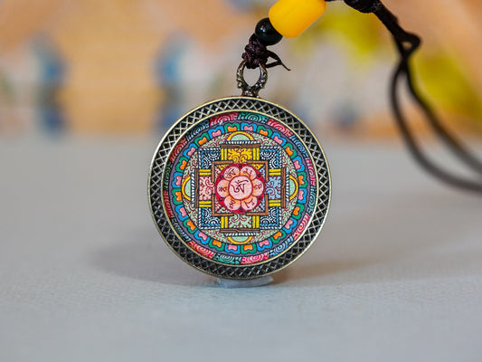 Compassion Mantra Mandala Thangka Pendant