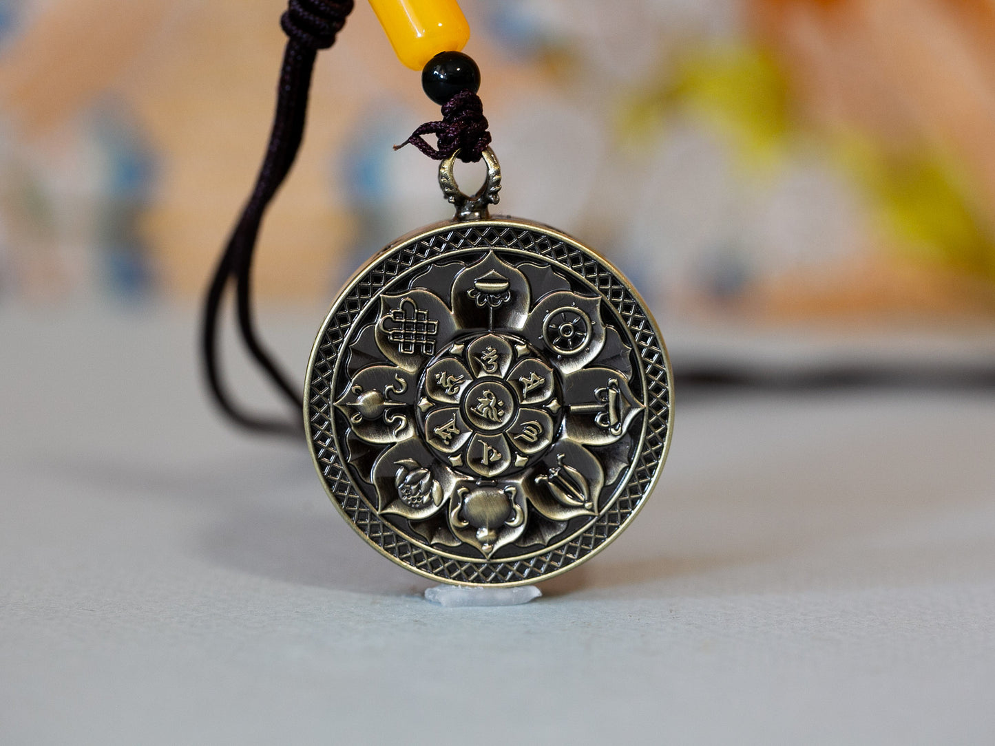 Compassion Mantra Mandala Thangka Pendant