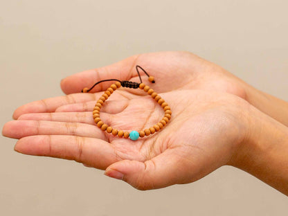 Mini Sandalwood Mala Bracelet with Turquoise