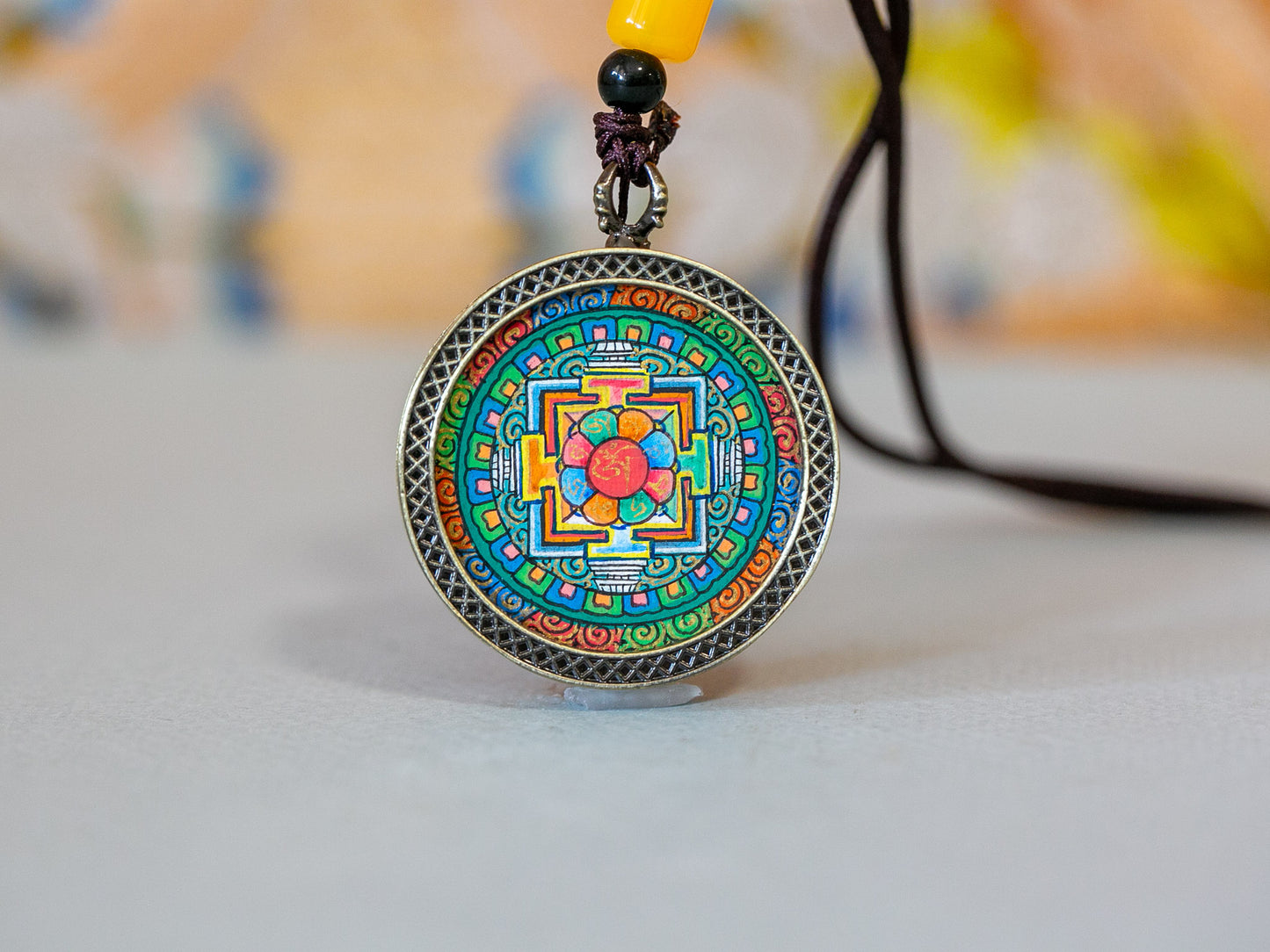 Compassion Mantra Mandala Thangka Pendant #3