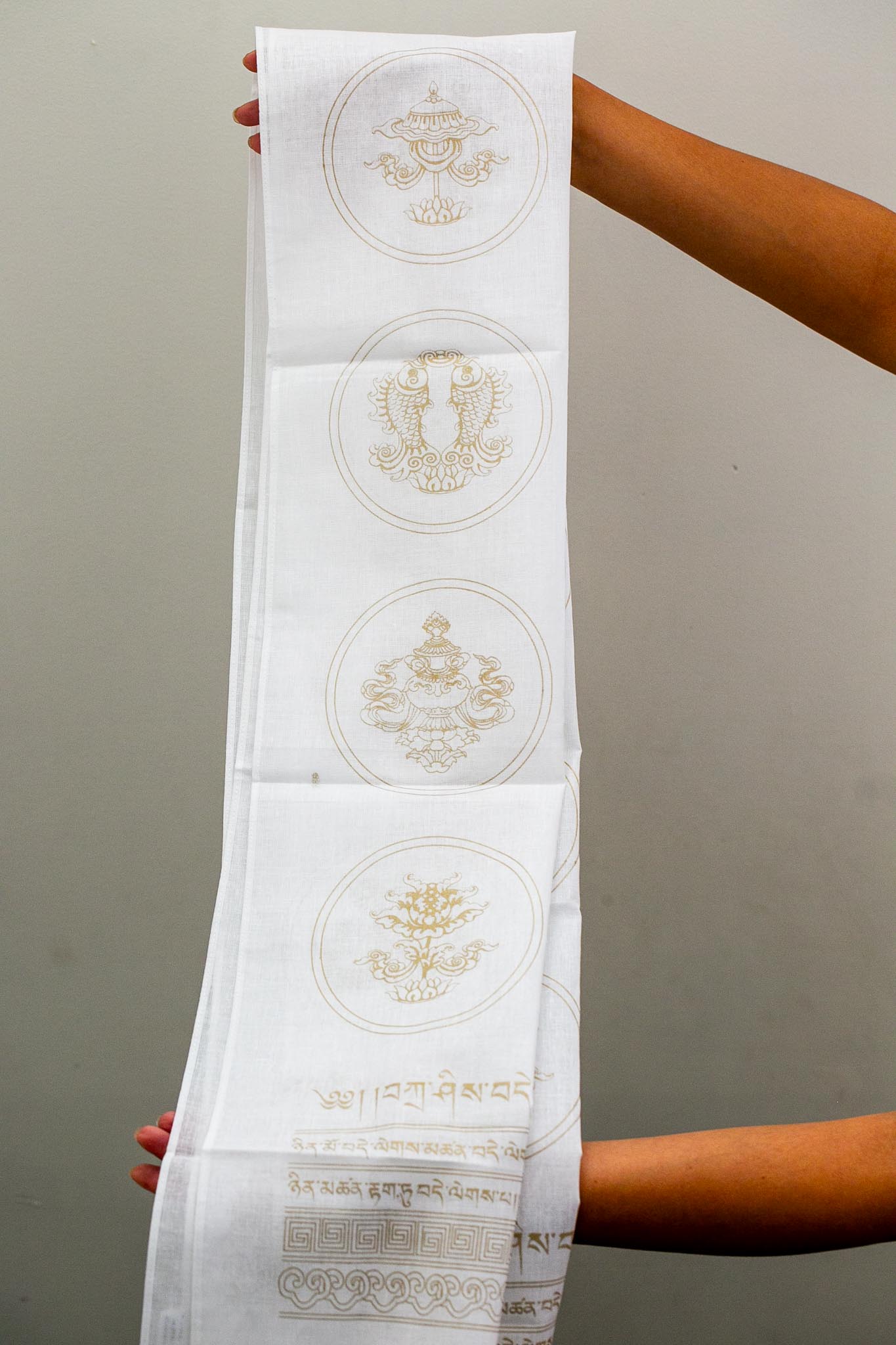 100% Cotton - White Long Khata Scarf