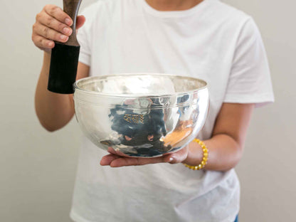 Silver Moon Singing Bowl - Base Note A#2 (112 Hz)