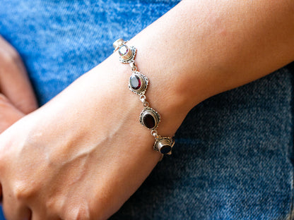Tibetan Garnet and Silver Bracelet