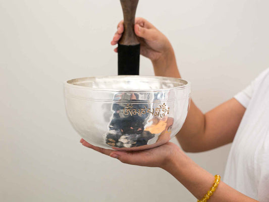 Silver Moon Singing Bowl - Base Note A#2 (112 Hz)