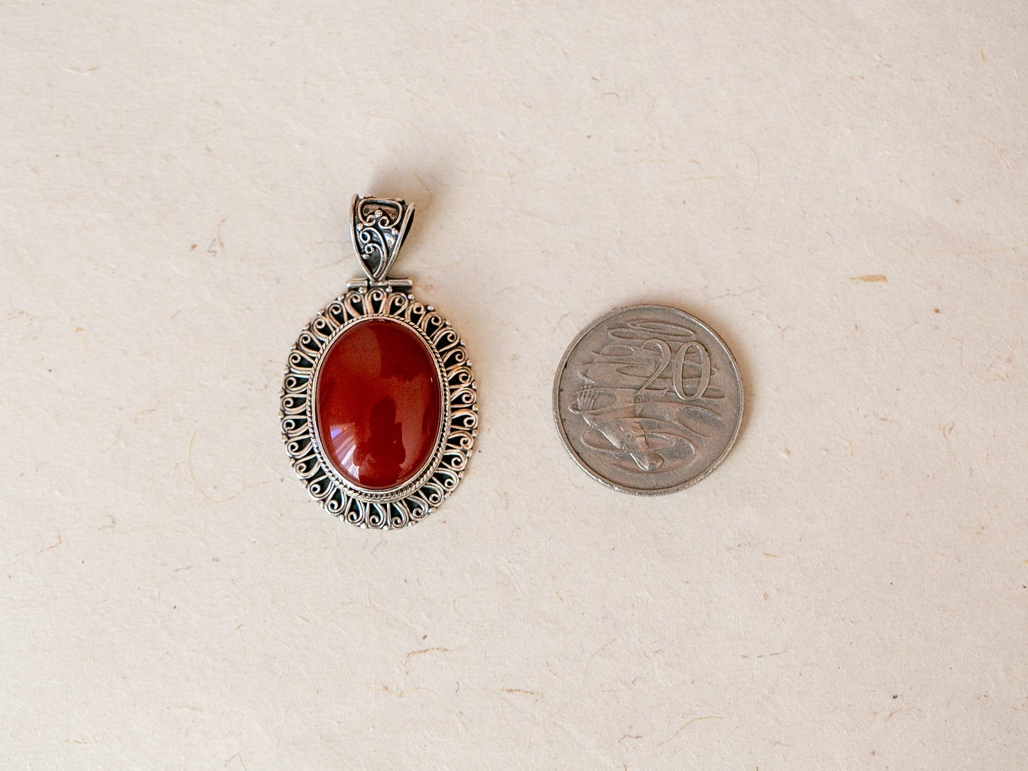Large Carnelian and Sterling Silver Pendant