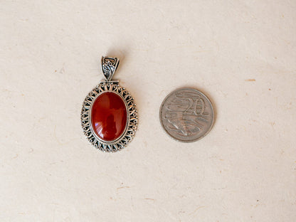 Large Carnelian and Sterling Silver Pendant