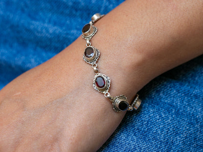 Tibetan Garnet and Silver Bracelet