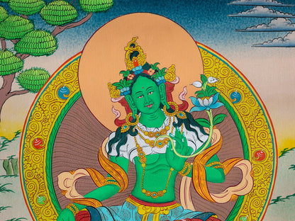 Original Green Tara Thangka Painting #3
