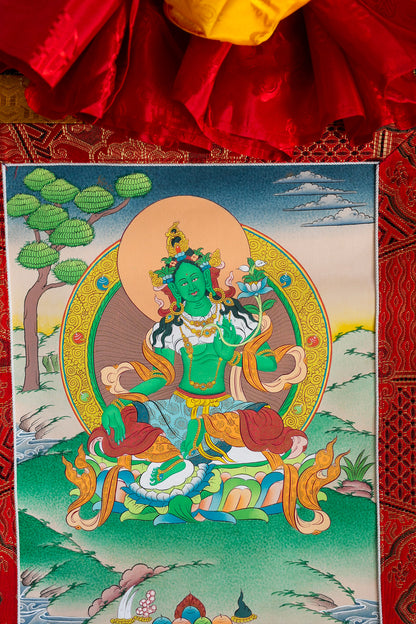 Original Green Tara Thangka Painting #3